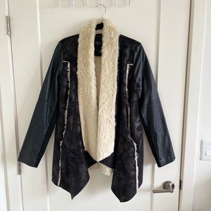 RD Style Faux Leather Sherpa Lined Coat